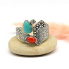 Bague épaisse argent ethnique corail