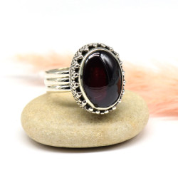 Bague grenat en argent