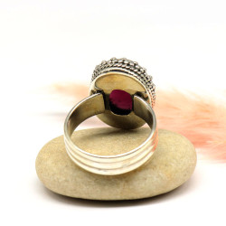 Bague indienne ethnique pierre rouge