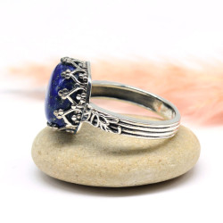 Bague argent travaillé et lapis lazuli