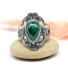 Bague ajourée en argent pierre malachite