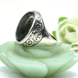 Chevalière homme en argent et labradorite