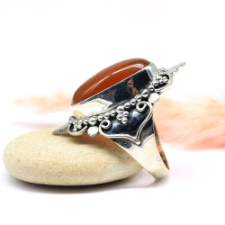 Bague argent ethnique pierre orange