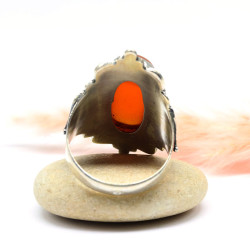 Bague indienne en argent et cornaline