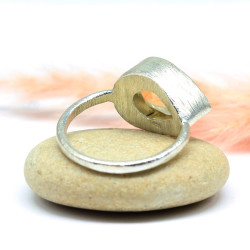 Bague argent brossé pierre jaune