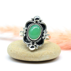 Bague argent indienne et jade