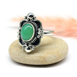 Bague travaillée en argent pierre jade