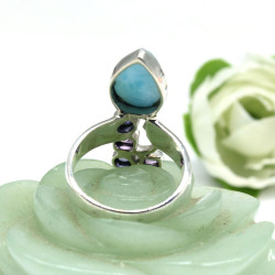Bague argent pierre bleue