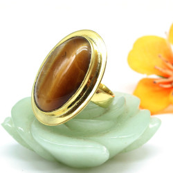 Bague dorée pierre marron