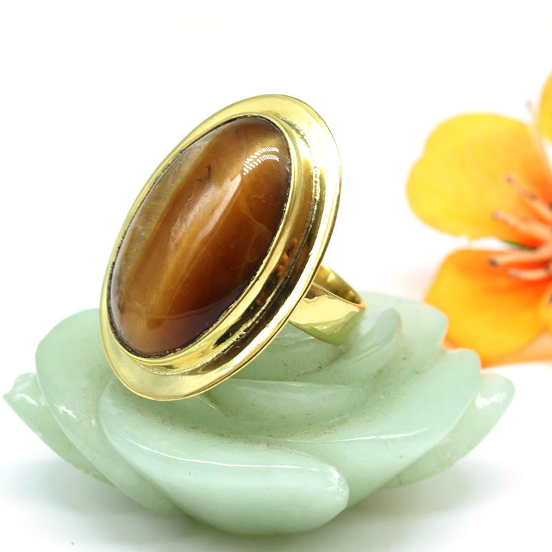 Bague dorée pierre marron Bague dorée pierre marron