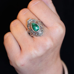 Bague malachite en argent