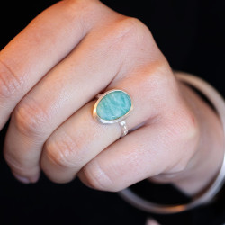 Bague amazonite facettée en...