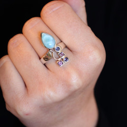 Bague argent pierre larimar