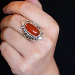 Bague argent et cornaline...
