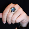 Grosse bague labradorite ethnique en argent