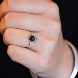 Bague fine grenat en argent