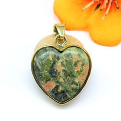 Pendentif unakite laiton...