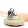 Bague grenat en argent ajouré