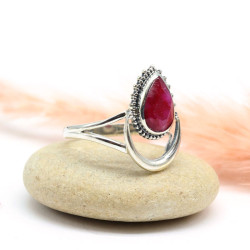 Bague argent fine pierre rose en rubis