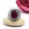 Bague ethnique argent pierre rubis indien