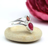 Bague argent diadème pierre rubis et grenat - h64
