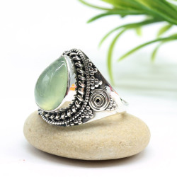 Bague argent pierre préhnite