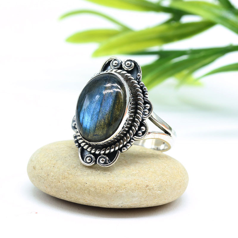 Bague argent ethnique et labradorite