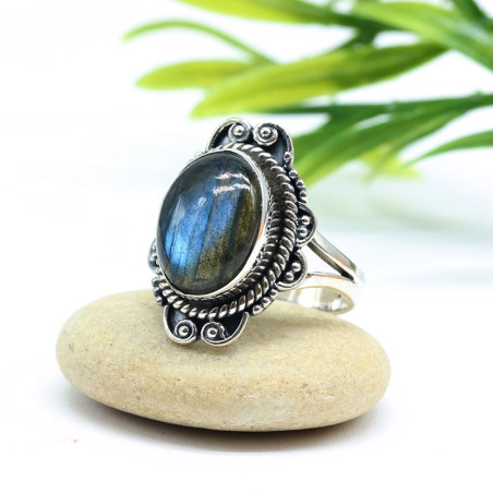 Bague argent ethnique et labradorite