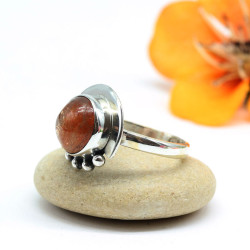 Bague argent pierre orange