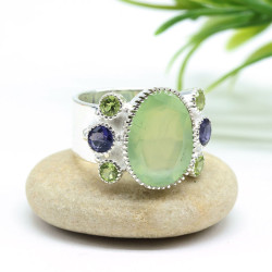 Bague argent pierres taillées