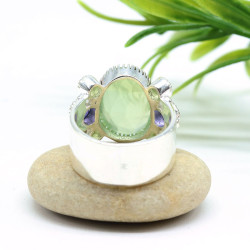 Bague argent pierre préhnite