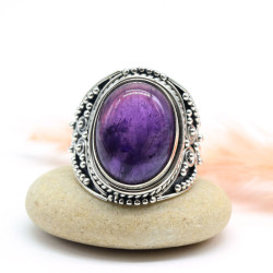 Bague améthyste ethnique en...