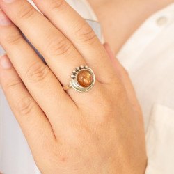 Bague argent pierre ronde...