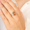 Bague argent pierre ronde orange
