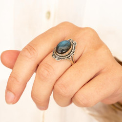 Bague ethnique en argent et...
