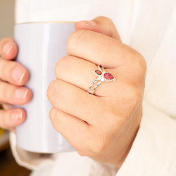 Bague argent et pierres...