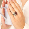 Bague argent ethnique travaillée pierre rubis