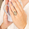 Bague argent pierre préhnite allongée