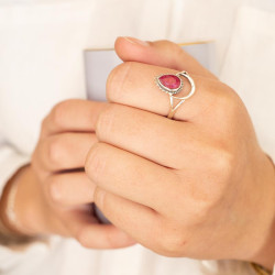 Bague rubis en argent et...
