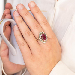 Bague ethnique pierre rose...