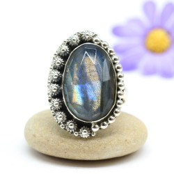Bague argent bohème pierre labradorite