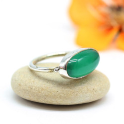 Bague agate verte en argent