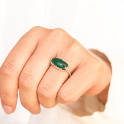 Bague argent fine pierre verte