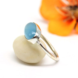 Bague argent pierre bleue
