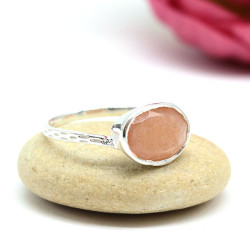 Bague fine argent pierre rose