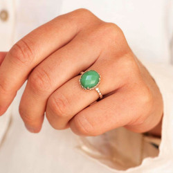 Bague fine argent pierre verte