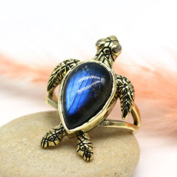 Bague tortue en laiton et...