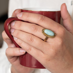 Bague amazonite ovale en...