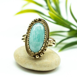 Bague dorée pierre amazonite