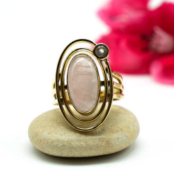 Bague dorée pierre quartz rose